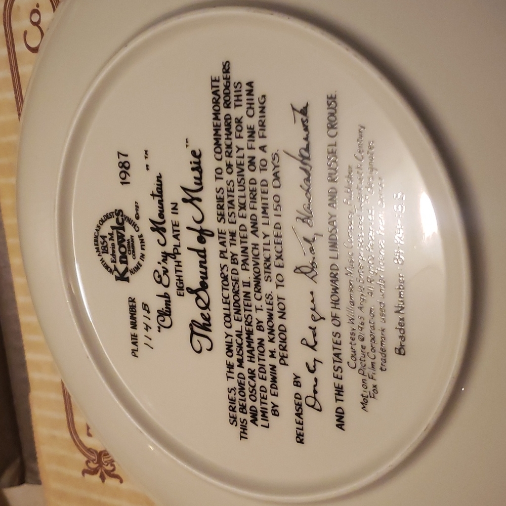 CLIMB EVRY MOUNTAIN  THE SOUND OF MUSIC COLLECTOR PLATE - Picture 6 of 6